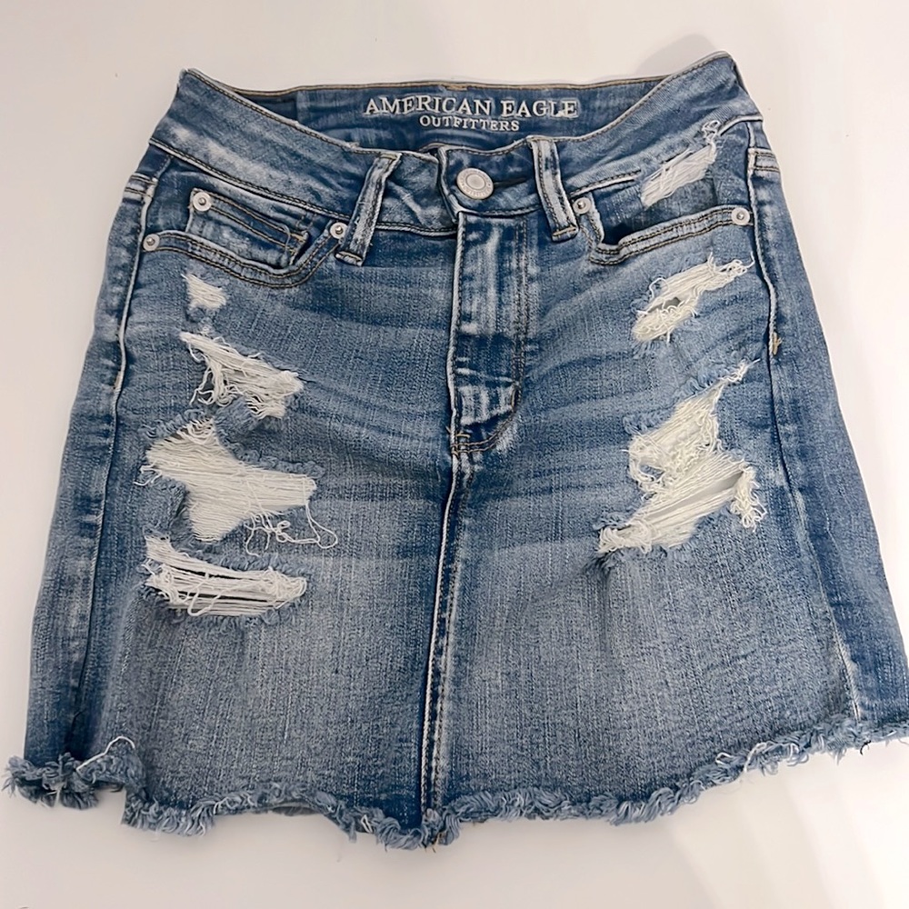 AEO Ripped Jean skirt